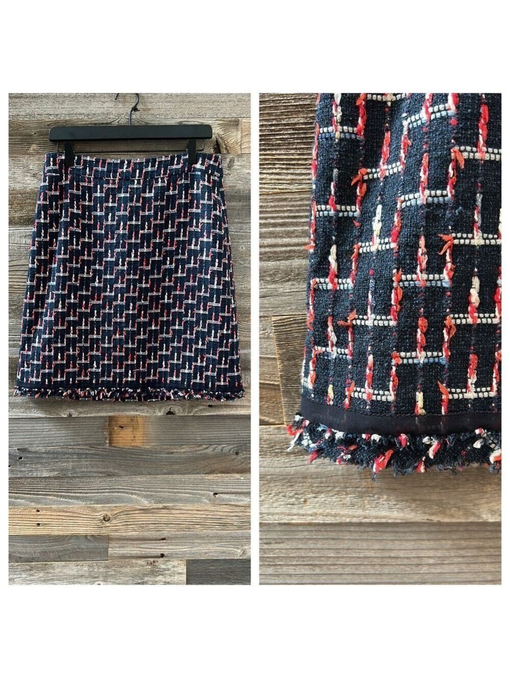 Kate Spade Multi Color Tweed Skirt Raw Hem A-Line Size 10